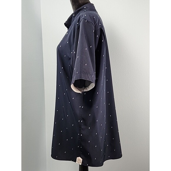 Fried Denim NYC Mens Short Sleeve XL Button Shirt Navy Blue Slim Fit Lightning - Picture 9 of 11